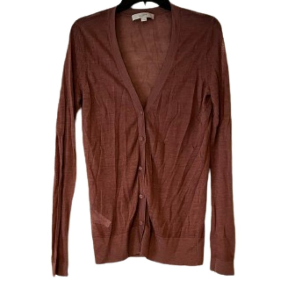 Loft Dark Mauve Long Sheer Cardigan - Medium